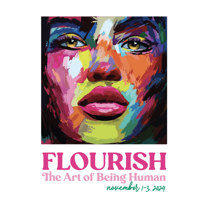 Flourish 2024 logo with colored face