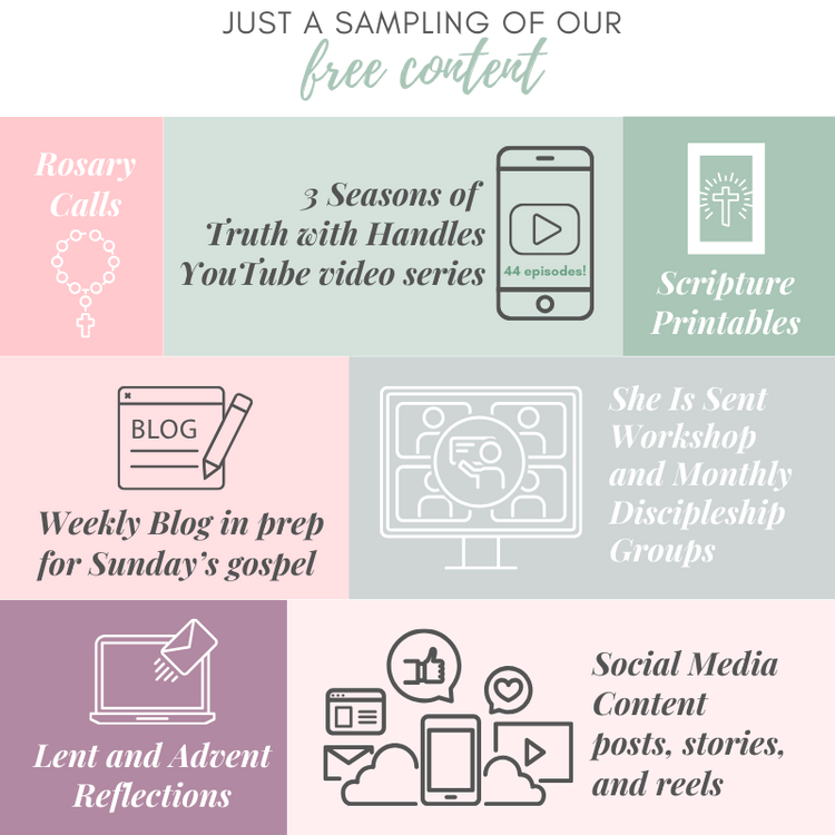 graphic with sampling of our free content such as blog