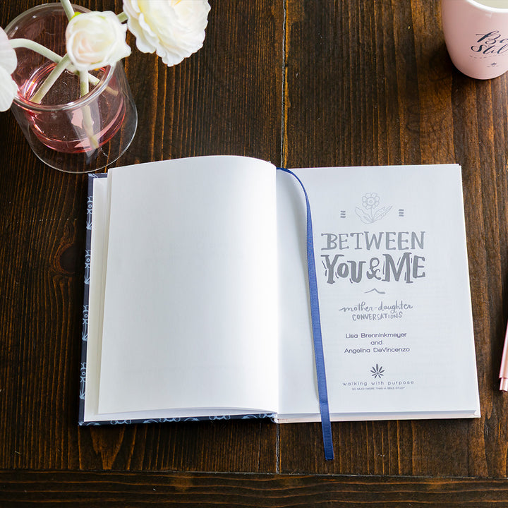 Between You and Me open to inside of book with ribbon marker
