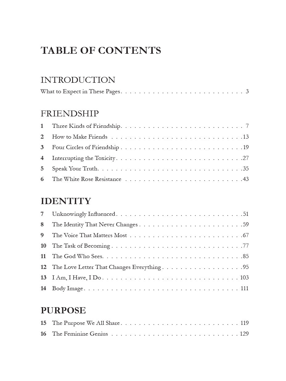 Sisters of Strength: Exploring Identity, Friendship and Purpose Table of Contents page 1