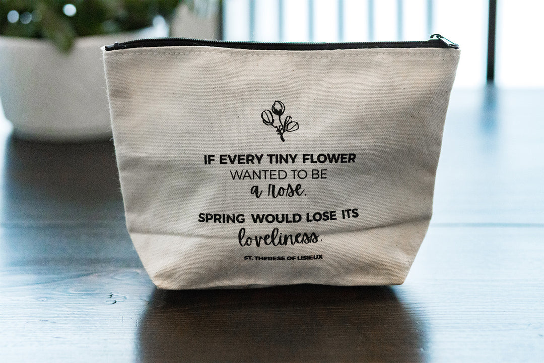 St Therese canvas pouch with quote