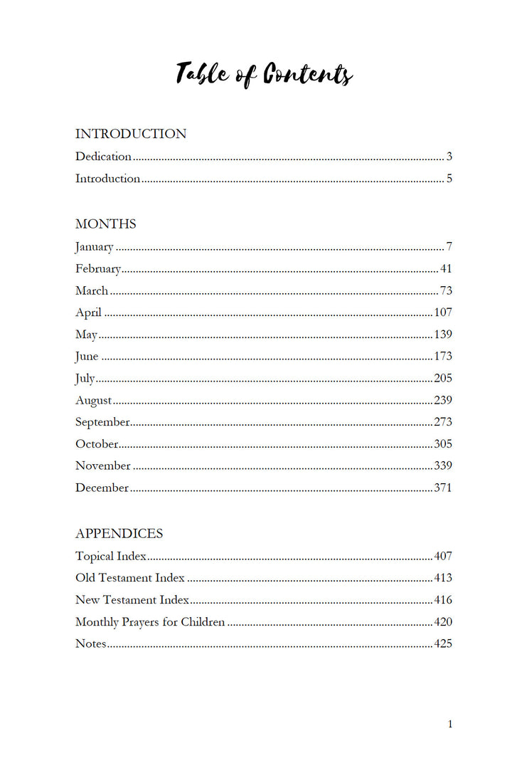 Be Still 365-Day Devotional to Quiet Your Heart table of contents