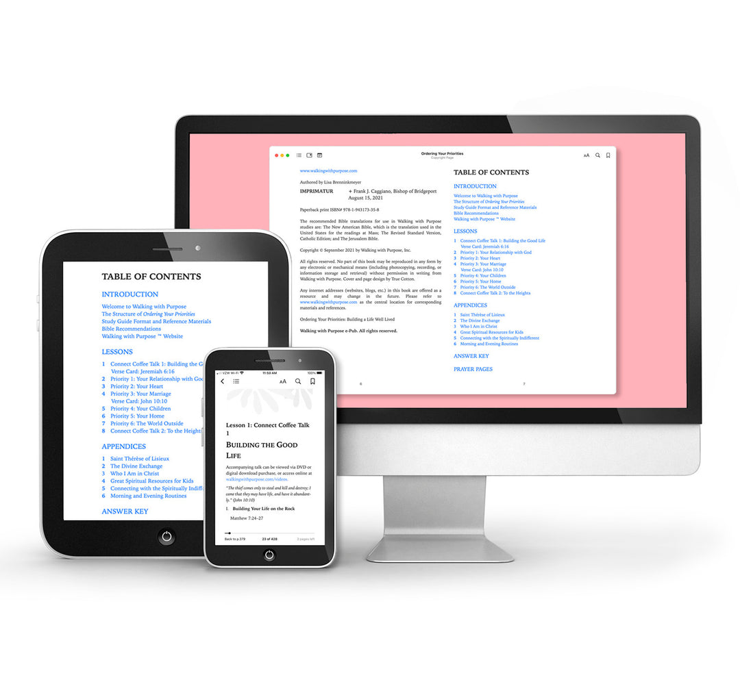 Ordering Your Priorities Bible Study e-Book on 3 e-readers