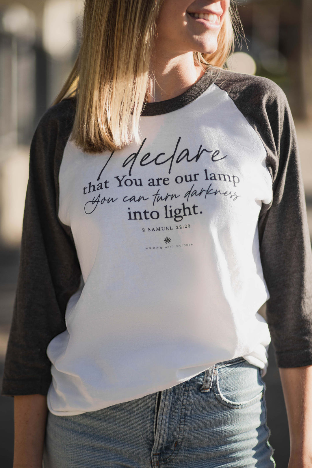 I Declare baseball t-shirt on model