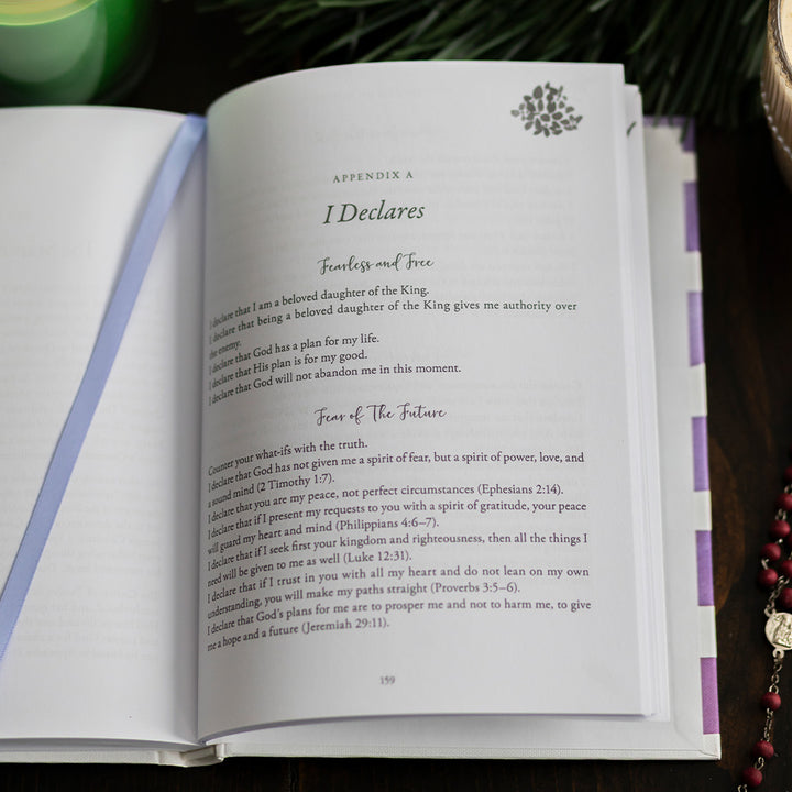 House of gold A Journey into Advent book open to Appendix A "I Declares" on a table