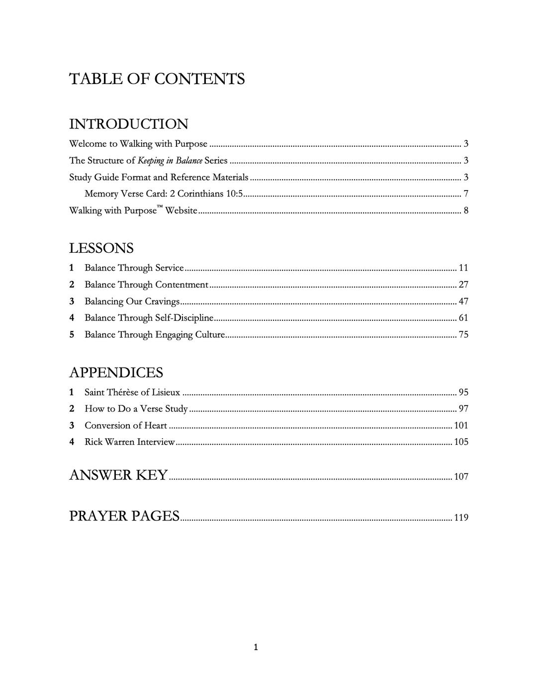 Perspective table of contents