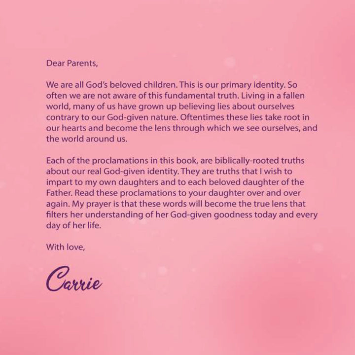 Beloved Daughter letter from author, Carrie Daunt