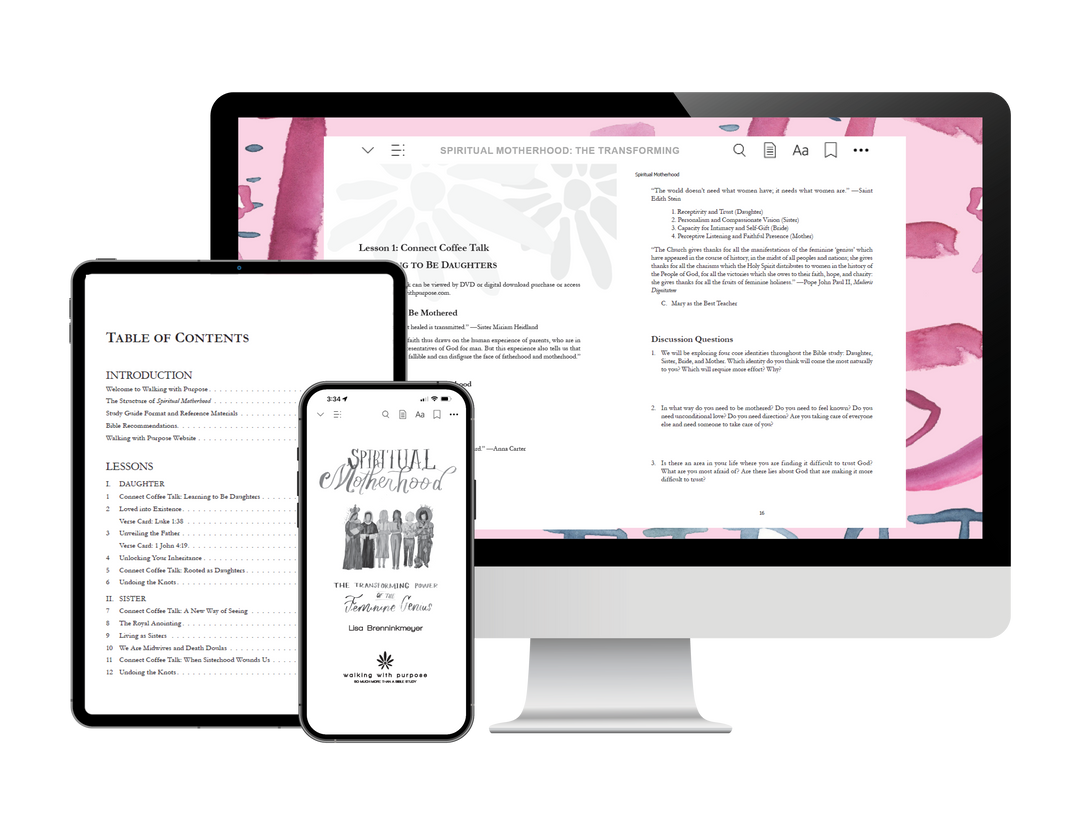 A digital table of contents and cover image displayed across three devices: a desktop computer monitor, a tablet, and a smartphone. The screens show a pink and white design.