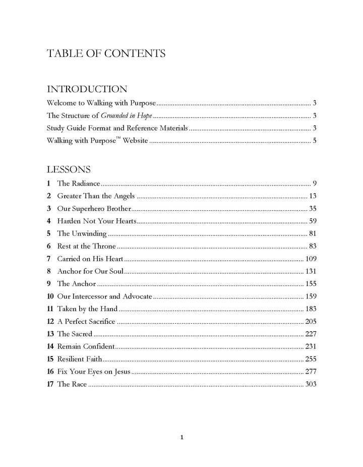 Grounded in Hope table of contents