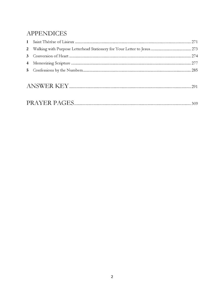 Opening Your Heart Bible Study table of contents page 2