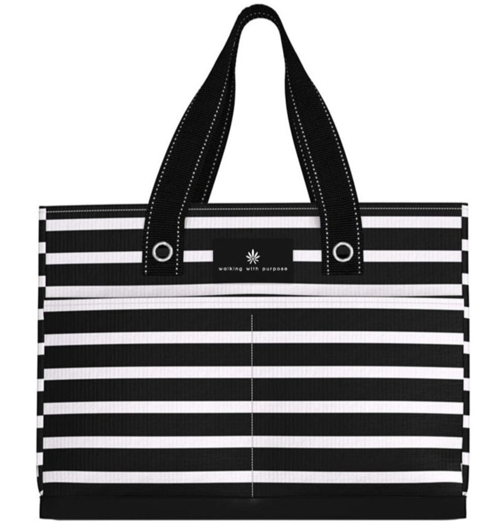scout tote bag black and white stripe